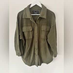 PGD Olive Green Button-Up Shirt Jacket Sz xs but fits like large